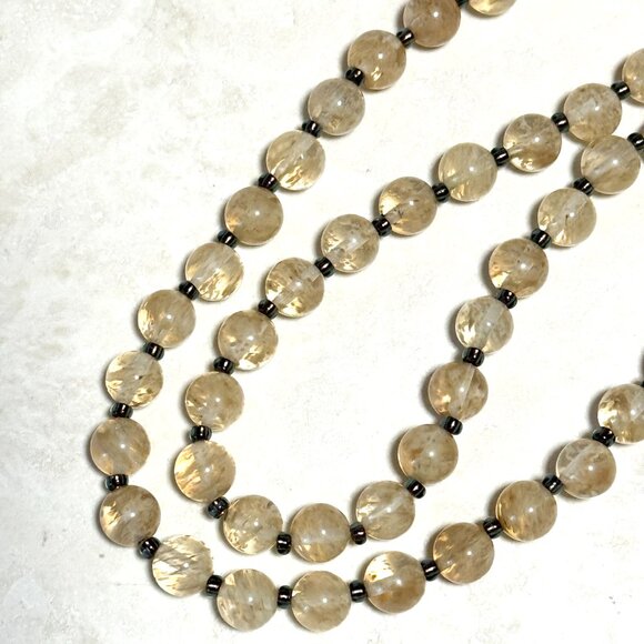 Golden Rutilated Quartz Short Necklace, Gemstone & Silver Cat on the Moon Charm - Picture 8 of 12